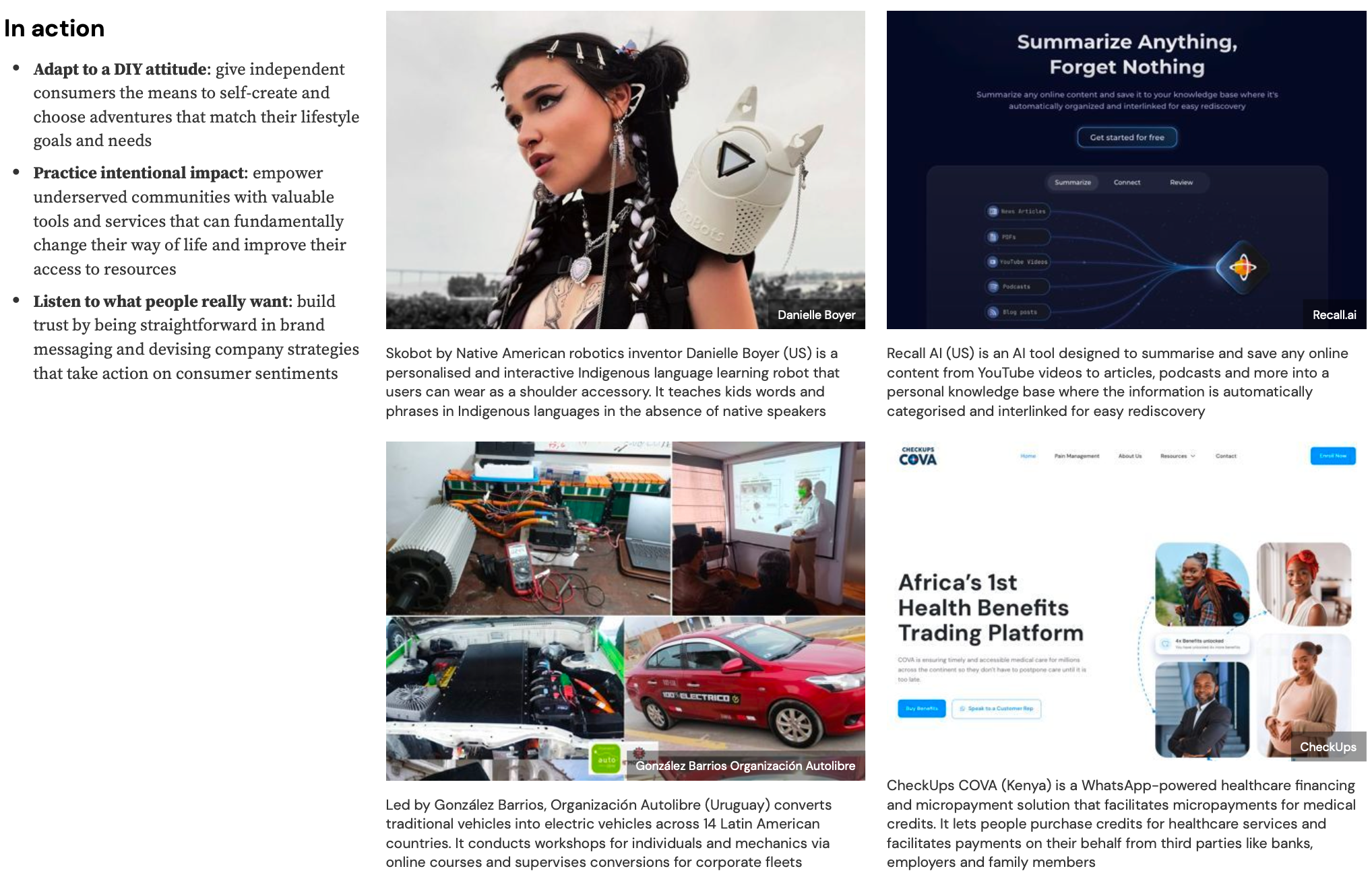 The New Independents in action: product and service examples